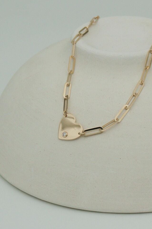 Ataç Zincirli Kalp 14 Ayar Altın Kolye