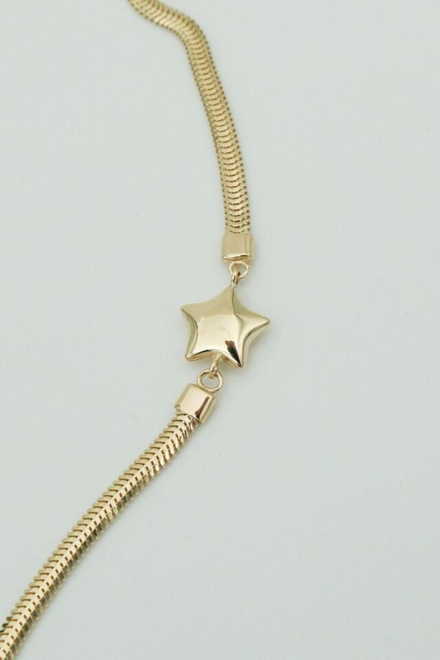 İtalyan Zicir Bombeli Yıldız 14 Ayar Altın Bileklik