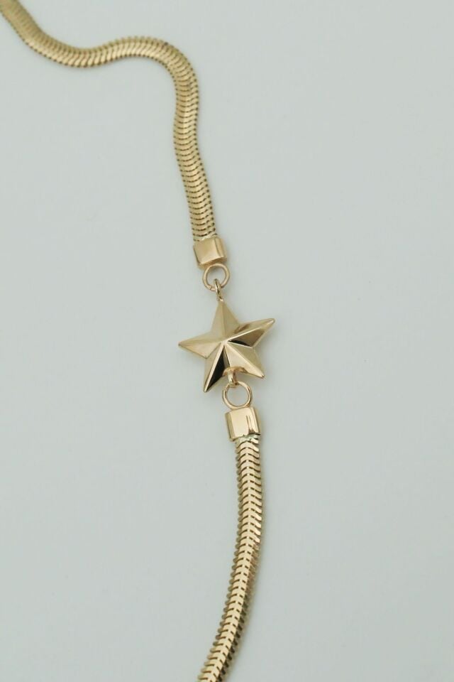 İtalyan Zincir Köşeli Yıldız 14 Ayar Altın Bileklik