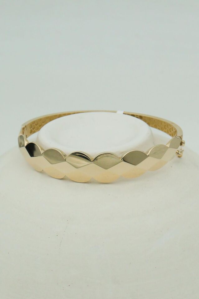 Üzeri Aynalı 14 Ayar Altın Kalın Kelepçe