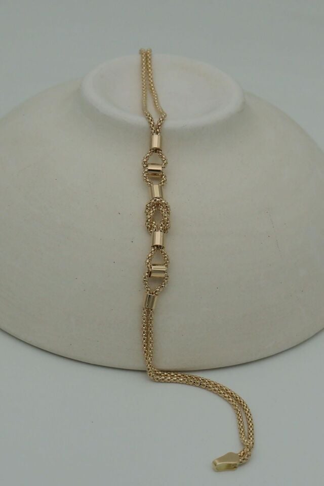 İp Zincir Düğümlü 14 Ayar Altın Bileklik