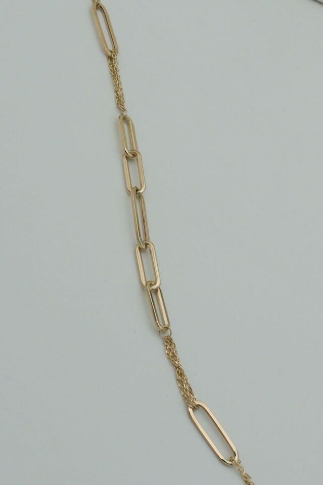 İnce Zincir Mixli 14 Ayar Altın Bileklik