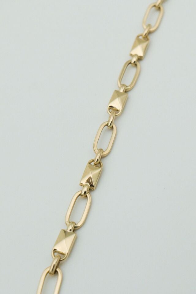 Piramit Plakalı 14 Ayar Altın Ataç Bileklik