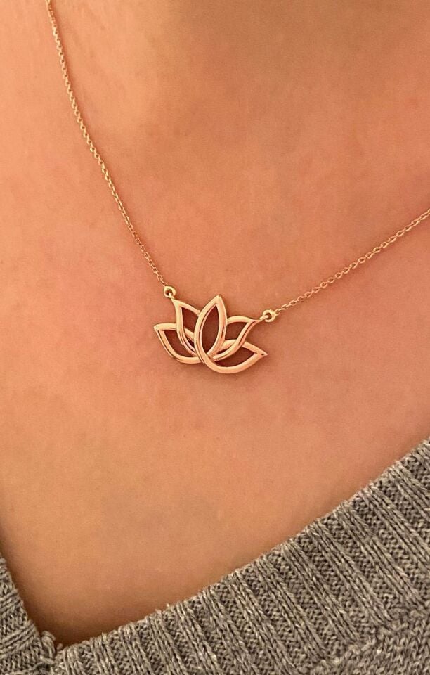 Lotus 14 Ayar Rose Altın Kolye