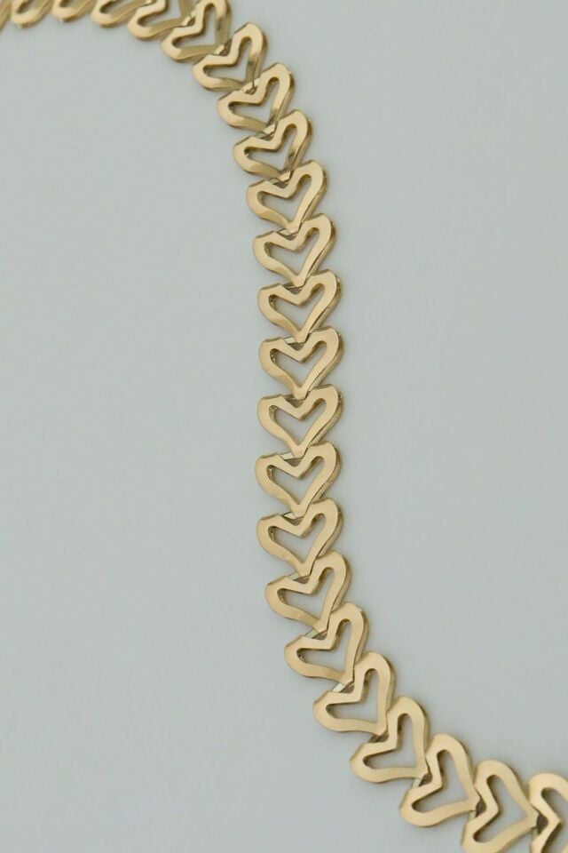 Kalp Başak Model 14 Ayar Altın Bileklik