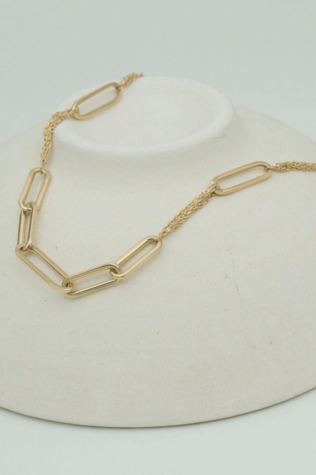 Ataç&İnce Zincir Miksli 14 Ayar Altın Kolye