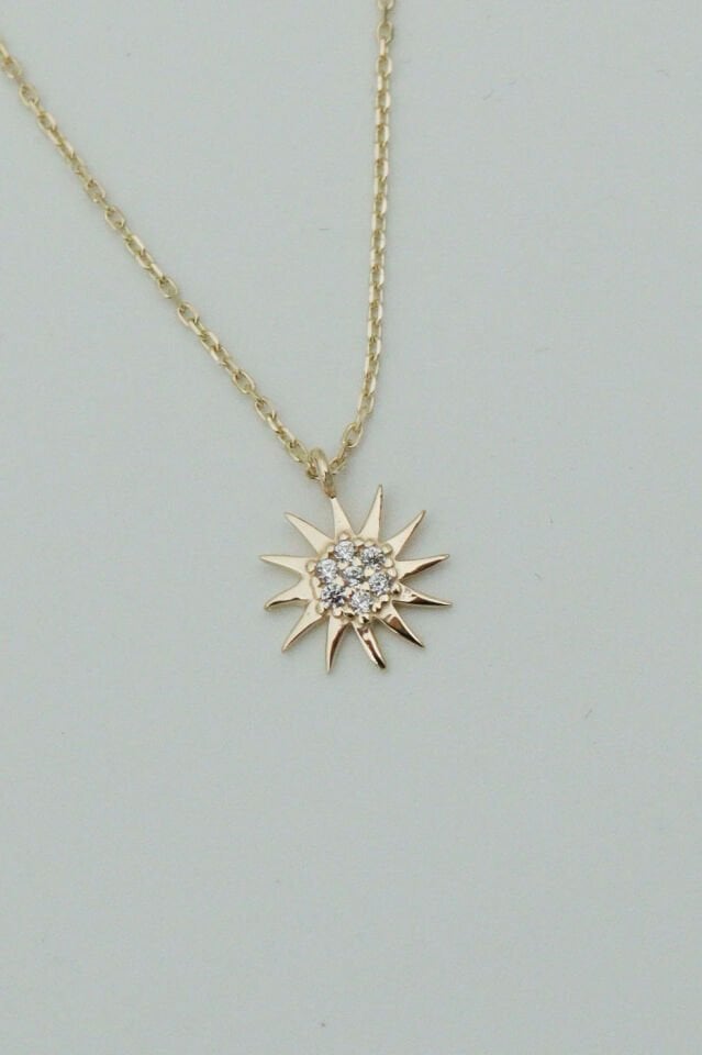 Minimal Güneş Kolye 14 Ayar Altın